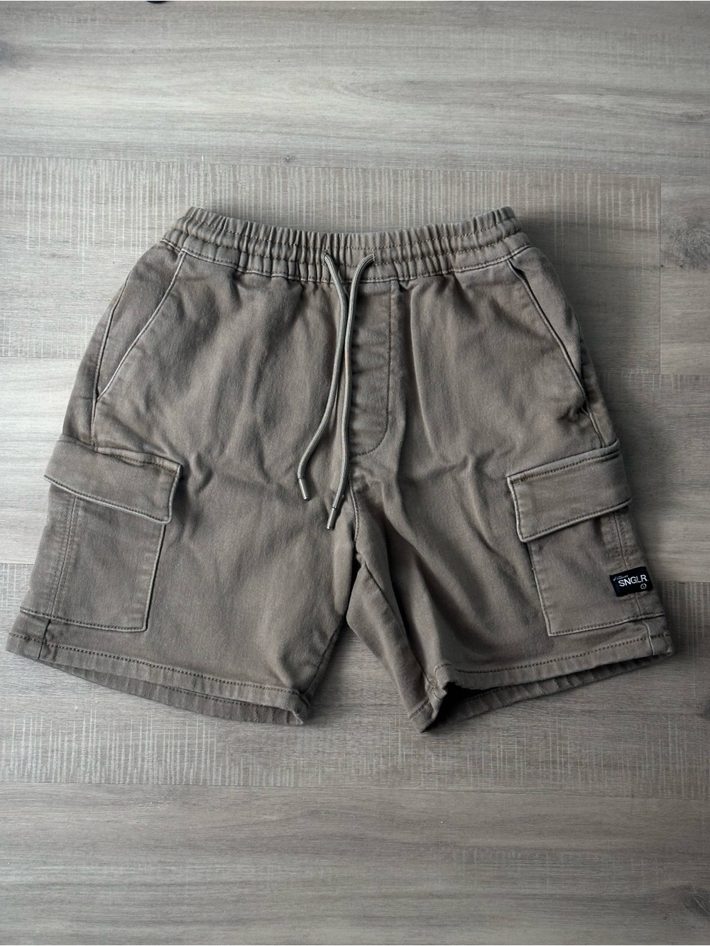 Bershka Men's Cargo Drawstring Shorts - Taupe Brown